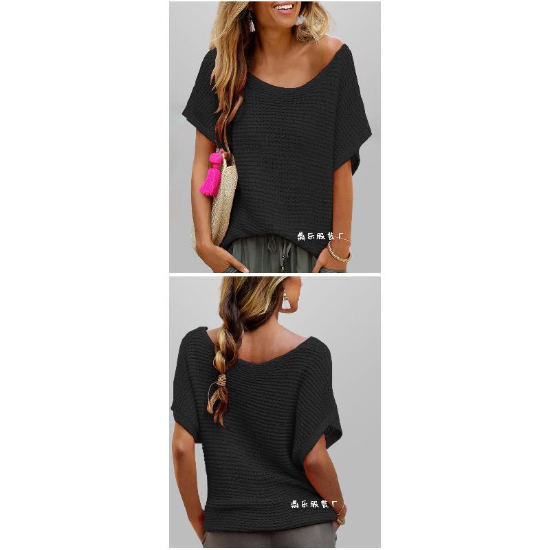 2026 Summer New Fashion Casual Round Neck Solid Color Knit Loose Short Sleeve Women's Top