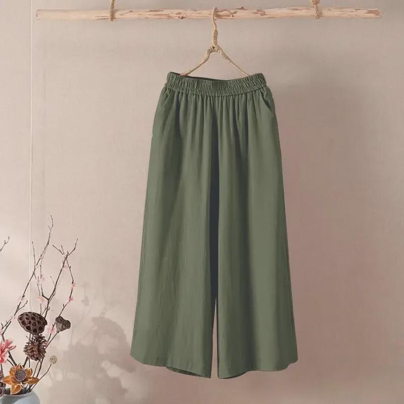 Женские разноцветные широкие брюки с высокой талией - весна/лето/осень 2024 г. - легкие, свободные, длина девять точек, доступны большие размеры