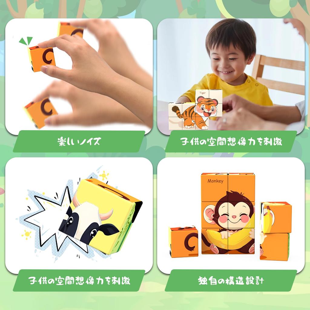 AOMACO Magnetic Block 3D Puzzle, 6-Theme, 6-Side Puzzle, Nine Palace Pattern, Magnetic Blocks, 9-Piece Set, Educational Toy, 3D Puzzle, Magnetic