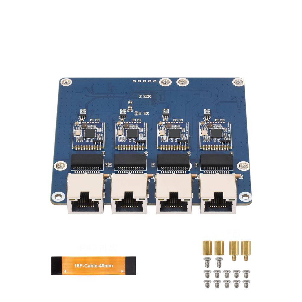 4-портовая Ethernet-адаптерная плата для RASPBERRY-Pi 5, 2,5G, высокоскоростная, без драйверов, сетевая интерфейсная карта, печатная плата 91,5 мм