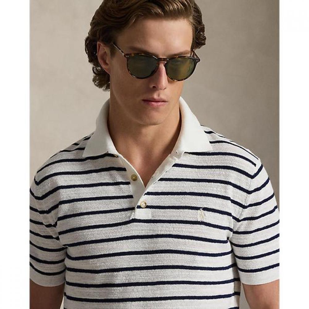 Polo Ralph Lauren Мужской поло-свитер в полоску из хлопка и льна mnpoSwe1n820130100