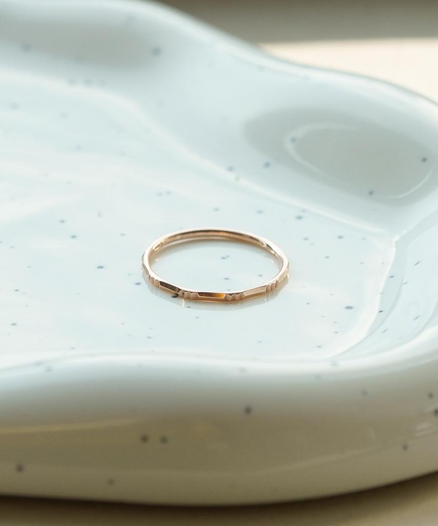 Alleun 14K 18K Cut Thread Gold Rings Layered Cherish Friendship