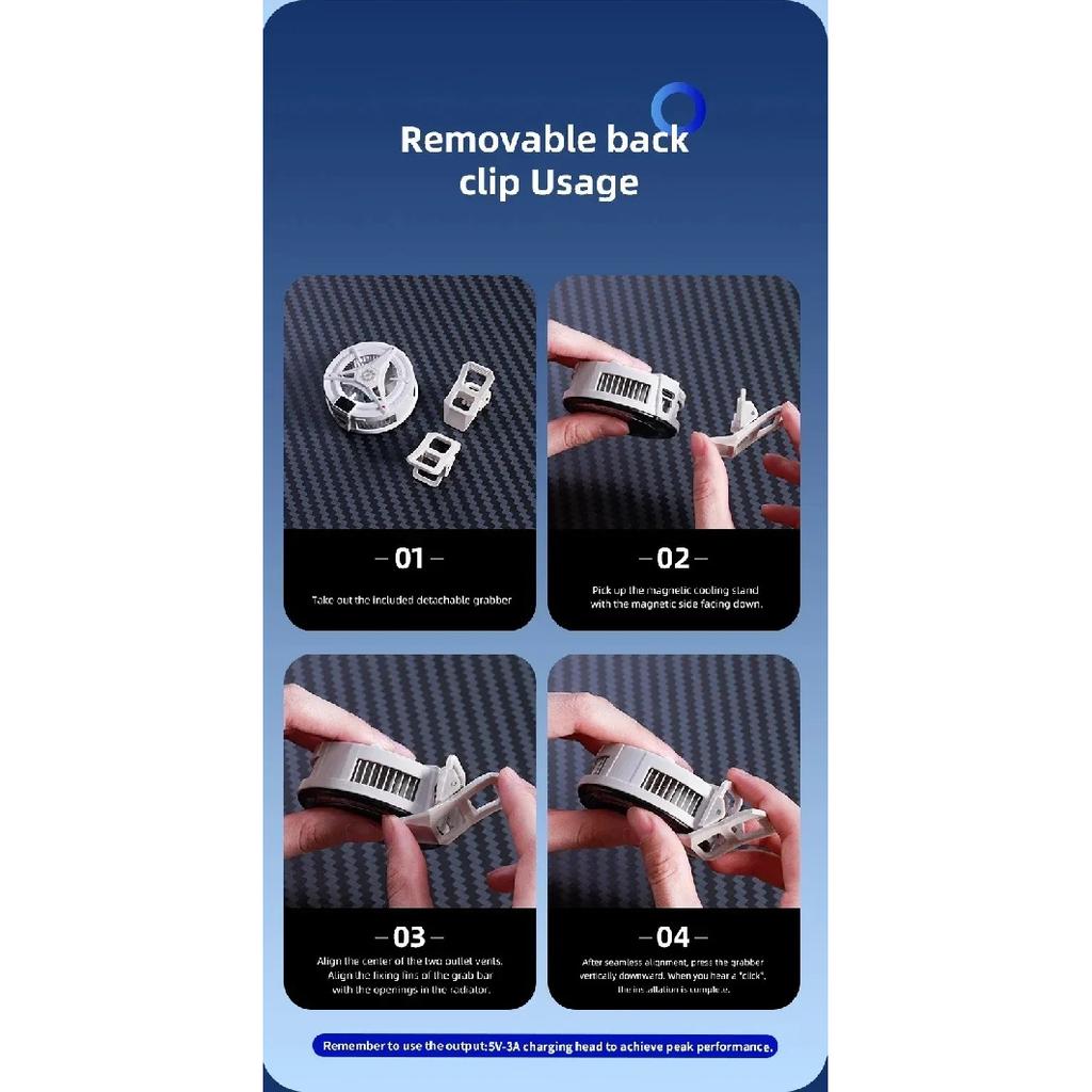TL07 5V/3A Magnetic Phone Cooler for PUBG Mobile - Semiconductor Freeze Cooling Fan with Digital Temperature Display - Back Clip