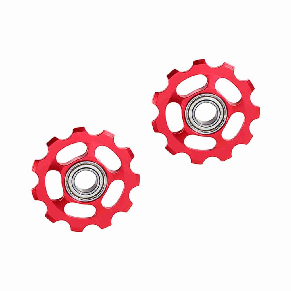 2 шт. алюминиевый 11T ролик заднего переключателя передач для велосипеда(красный)