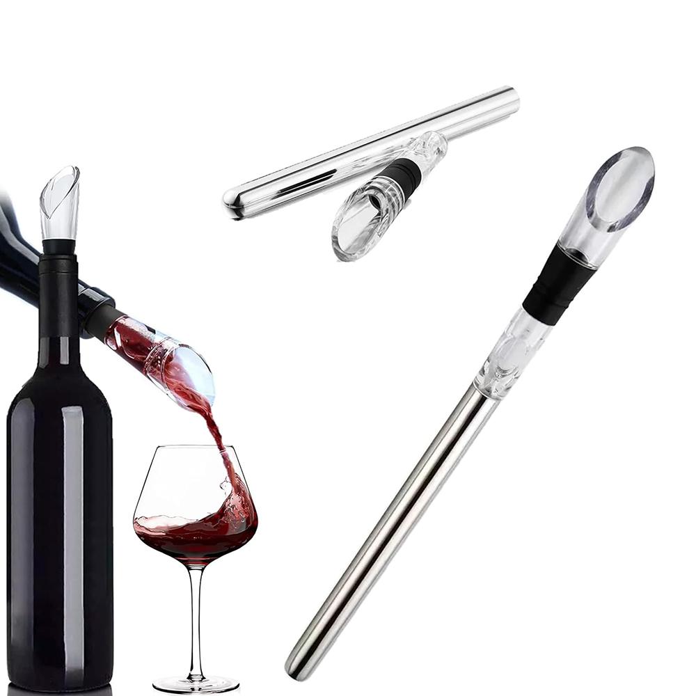 Wine Chiller, 3-in-1 Stainless Steel Wine Bottle Cooler Stick, Wine Cooling Stick, Wine Chilling Rod with Aerator and Pourer