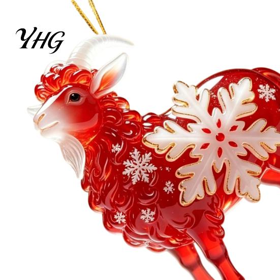 2D Acrylic Pendants Christmas Sheep Hanging Ornament with Snowflake Decor, Flat Pendant Holiday Party Supplies Rope for Tree Festive Home And