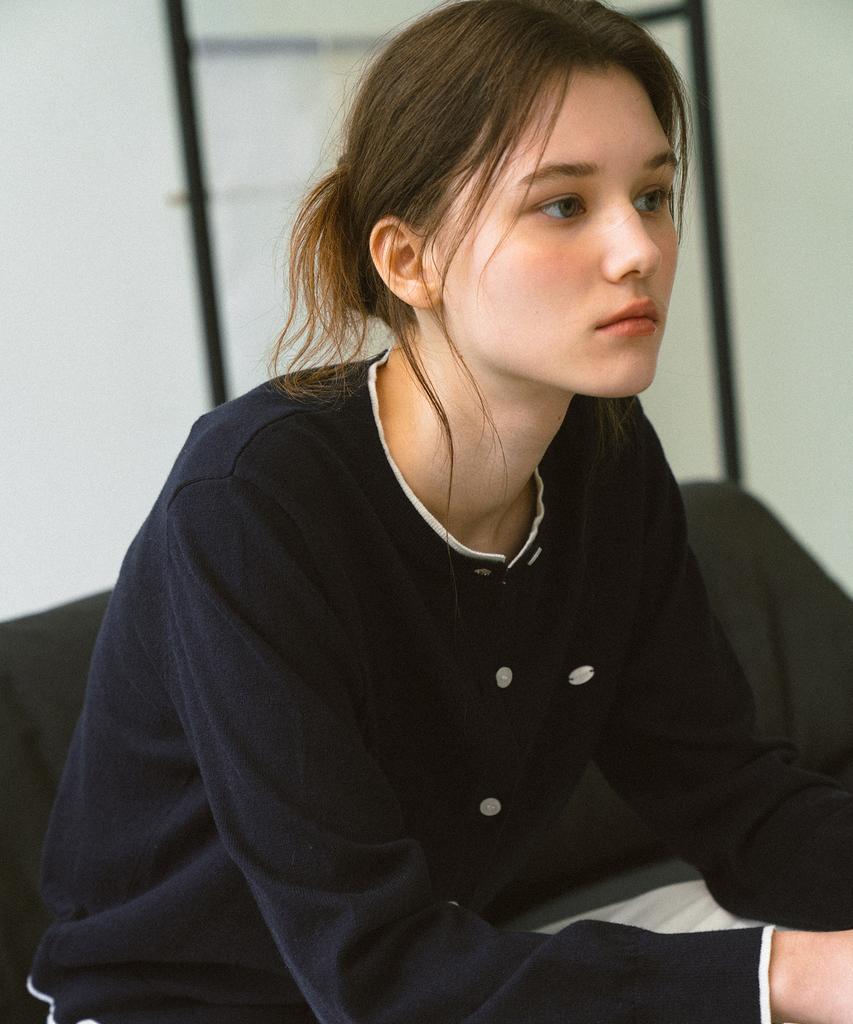 YUPPE Layered Cashmere Cardigan_Navy