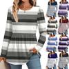 Women's Casual Fashion Long Sleeve Shirt Striped Tunic Top