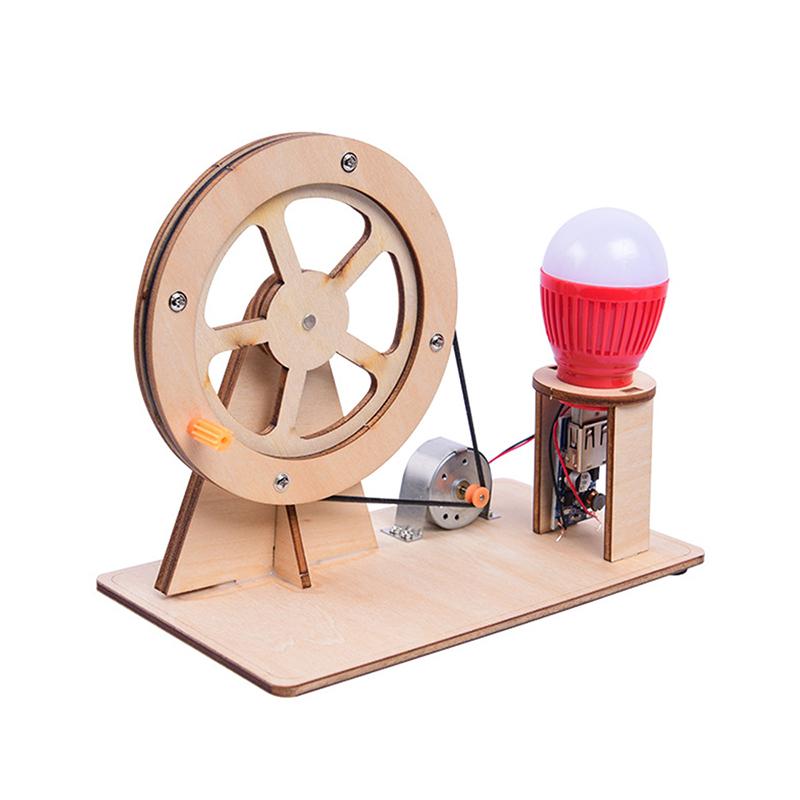 Diy Wooden Hand Cranked Generator Students Kids Physical Science Practical Toy