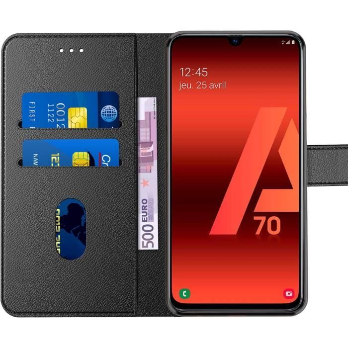 Etui Portefeuille - GENERIC - Samsung Galaxy A70 - Cuir - Multifonction - Support Vidéo