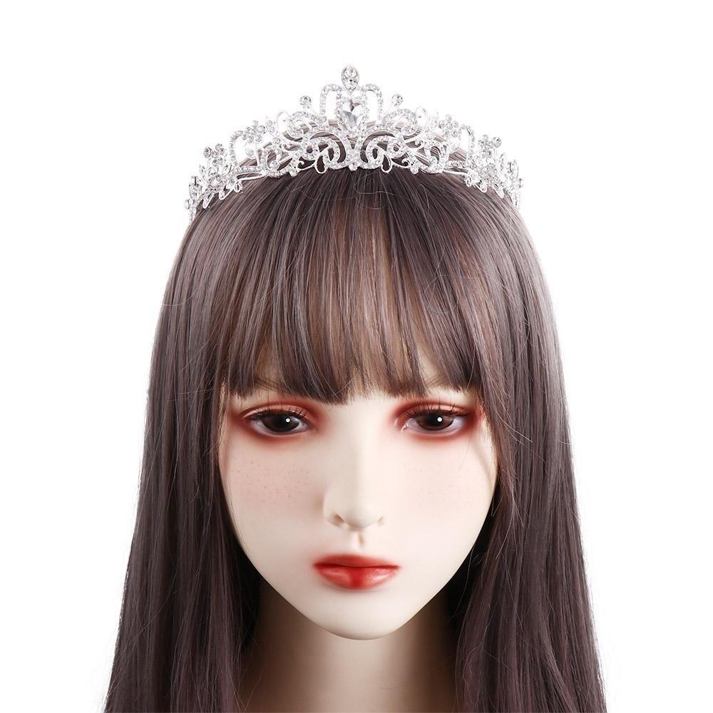 Round Tiaras Princess Tiara Metal Rhinestone Crown Exquisite Baroque Crown Women