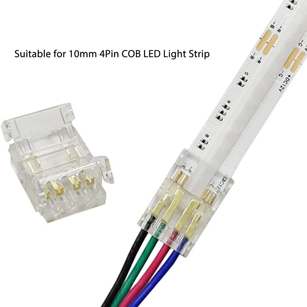 10pcs 4PIN COB LED Connectors 10mm Wire to Strip Connectors RGB Light Connectors For Home Party