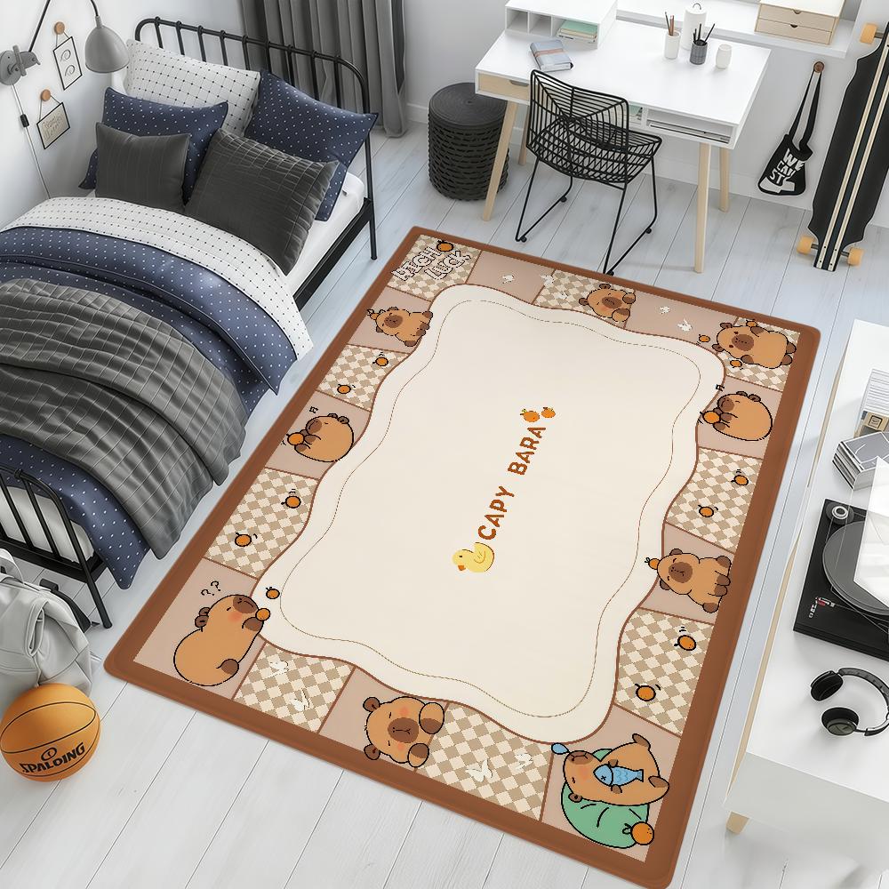 cartoon cute art Capybara kawaii hogar Bedside Rug Kitchen Bath Floor Mat Hallway Balcony Carpet Entrance Doormat Decor Home