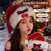 Plush Fabric Red Santa Hat Soft Plush Trim Long Fur Hat Durable Christmas Hat  Christmas