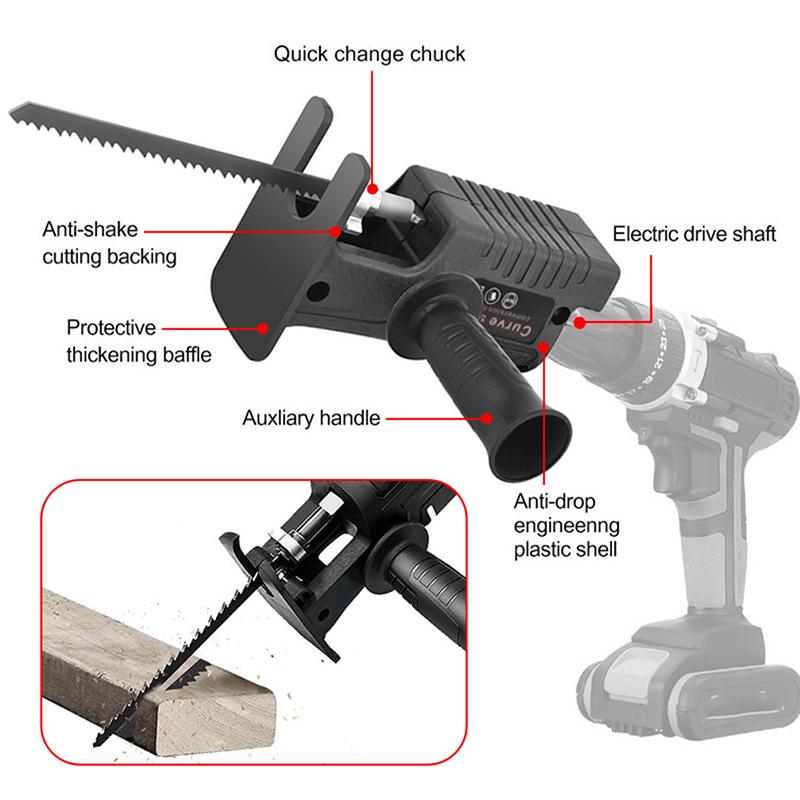 Электрическая дрель, лобзик, разъем для резки древесины, электрическая дрель, сабельная пила с преобразователем, преобразование криволинейной пилы