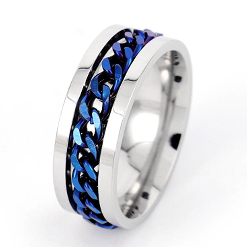 Rotatable Titanium Steel Ring: Men's Bottle Opener, Stress-Relief Chain, Stainless Steel Jewelry