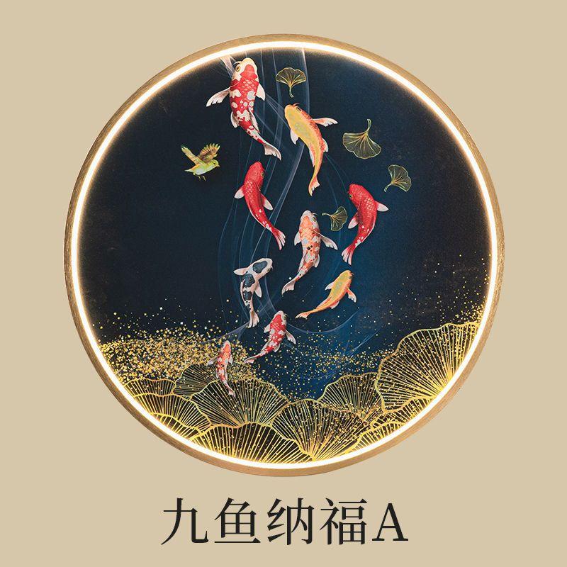 Настенный светильник в китайском стиле для гостиной, украшение со светом, хрустальная фарфоровая фреска, домашний декор, круглый светильник Zen Free Wiring Porch Light