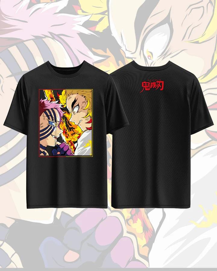 Demon Slayer Rengoku Kyoujurou Anime Printed Cotton Tshirt for Men and Women Casual Fashion Oversized Anime Peripheral Clothing