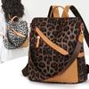 Women's Soft Leather Anti-Theft Backpack Multi-Purpose Leopard Print Shoulder Bag