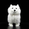 Simulation Samoyed Plush Toy Realistic Standing White Samoyed Pet Dog Stuffed Cute Dog Puppy Model Unique Plush Gift Collection for Kids Home -
