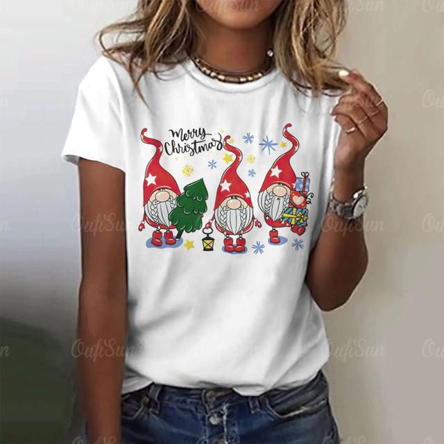 Праздничная женская футболка, рождественская футболка для женской футболки, летние модные футболки для девочек, топ, повседневная элегантная красивая одежда с 3d принтом
