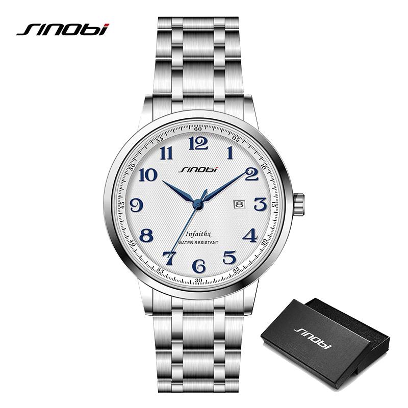 SINOBI Мужские часы, модный дизайн календаря, мужские кварцевые наручные часы, деловые мужские часы, лучшие подарки, часы для мужа