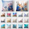 Home Decor Floral Landscape Cushion Cover Charm Butterfly Pillow  Sofa Car Waist Throw