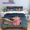Courage the Cowardly Dog Pattern Bedding Home Decoration Birthday Gift ( 1 duvet cover + 2 pillowcase, without core),fan merchandise.