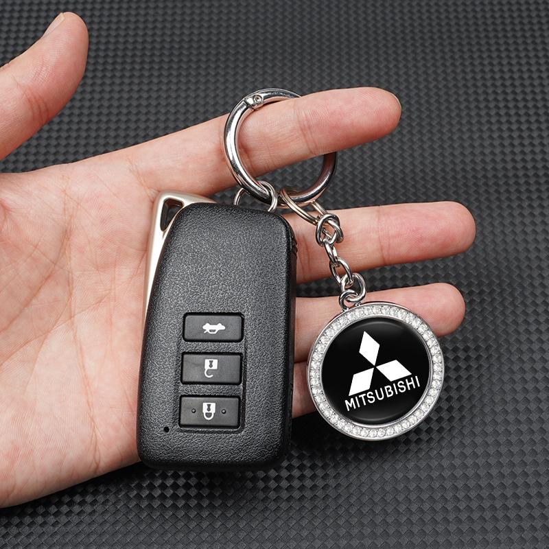 Diamond Car Key Ring Key Chain Auto Accessories For Mitsubishi Lancer Ralliart ASX Mirage Pajero Xpander Attrage L200 Eclipse