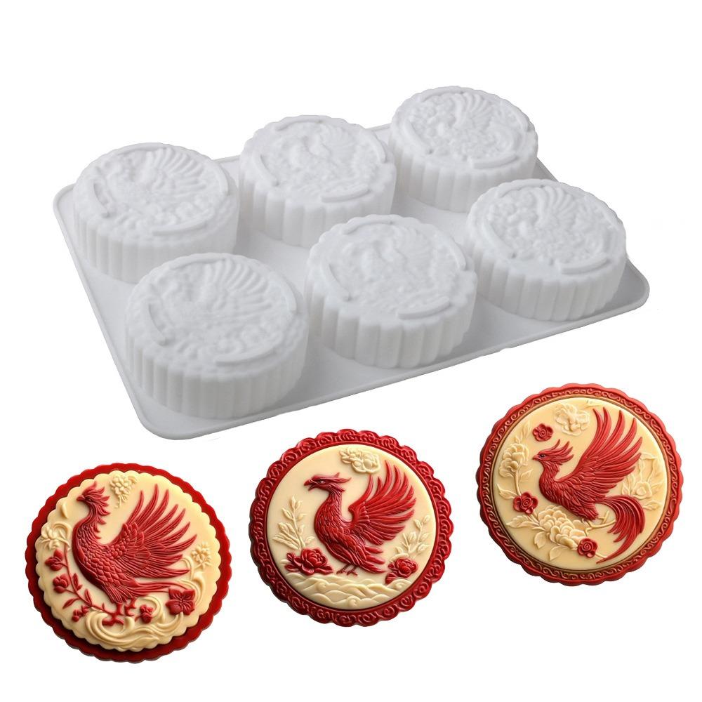 Silicone Auspicious Clouds Mooncake Mold 6 Cavities Mung Bean Cake Mold Soap Mold Kitchen