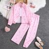 Girls Suit Burst Children's Clothing Spring, Summer Autumn Sunscreen Suit New Children's Long-sleeved Shirt + Wide-legged Trousers 2pcs