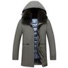 Winter Down Jacket Men's Medium and Long Windproof and Warm Men's Middle-aged and Elderly Lapel Hooded Jacket