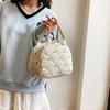 Stitching Embroidery Butterfly Knot Handbag Simple Style Soft Cotton Commuter Lunch Box Bag Student Handheld Bag Pouch