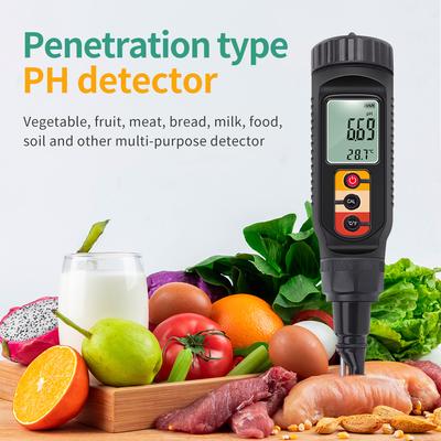 Цифровой pH-метр для пищевых продуктов PH Temp Тестер кислотности Тесто Почва PH Детектор 0.00~14.00 для Мяса Сыра Хлеба Фруктов Воды Анализатор Измеритель