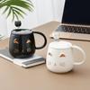 Креативная кружка для кошек высокой ценности, керамическая чашка с крышкой и ложкой, кофейная чашка, трехмерный рельеф, кошачьи ушки, черная, розовая, белая керамическая чашка