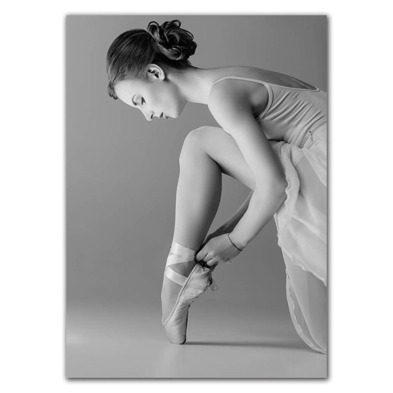 Элегантная балерина, черно-белый художественный постер, модная балетная девушка, винтажная картина, украшение для гостиной, спальни, дома, стены HD0073