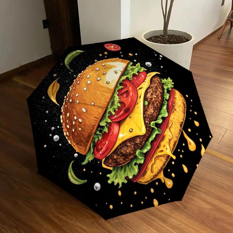 1pc Cheeseburger, Hamburger Automatic Open/Close Umbrella, Folding Compact Umbrella with Lightweight Design for Women/Men yy251011109