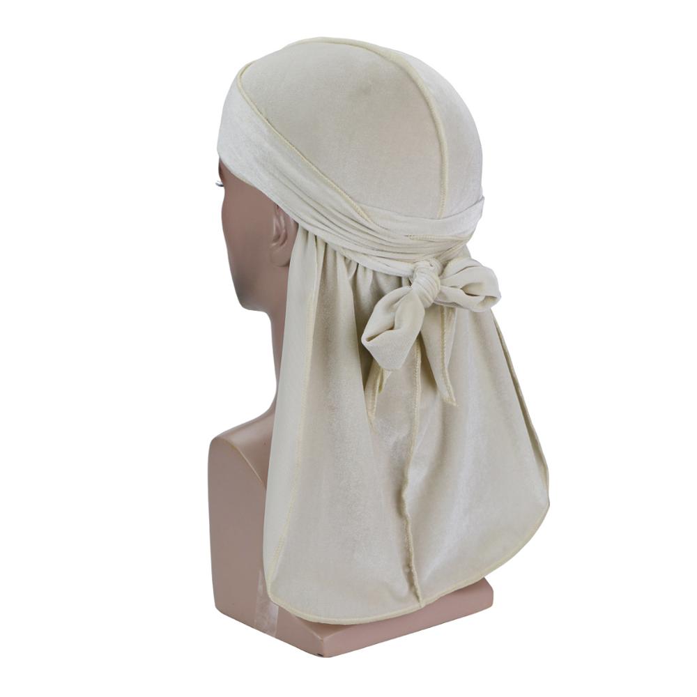 Превосходные бархатные дюраги для мужчин, дюраг с длинными завязками, шапочка для волн, роскошный хайпбист, мужской эластичный ду-раг, повязка на голову, хип-хоп бандана