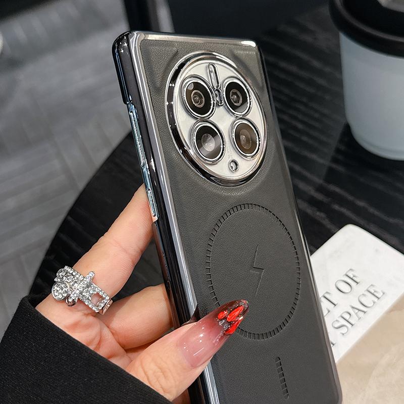 Для Huawei Mate 50 50 Pro 40 40 Pro гальванизированный чехол для телефона с текстурой кожи, магнитный, для беспроводной зарядки, противоударный