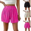 Женские повседневные свободные пляжные брюки, однотонные шорты с рюшами и карманами