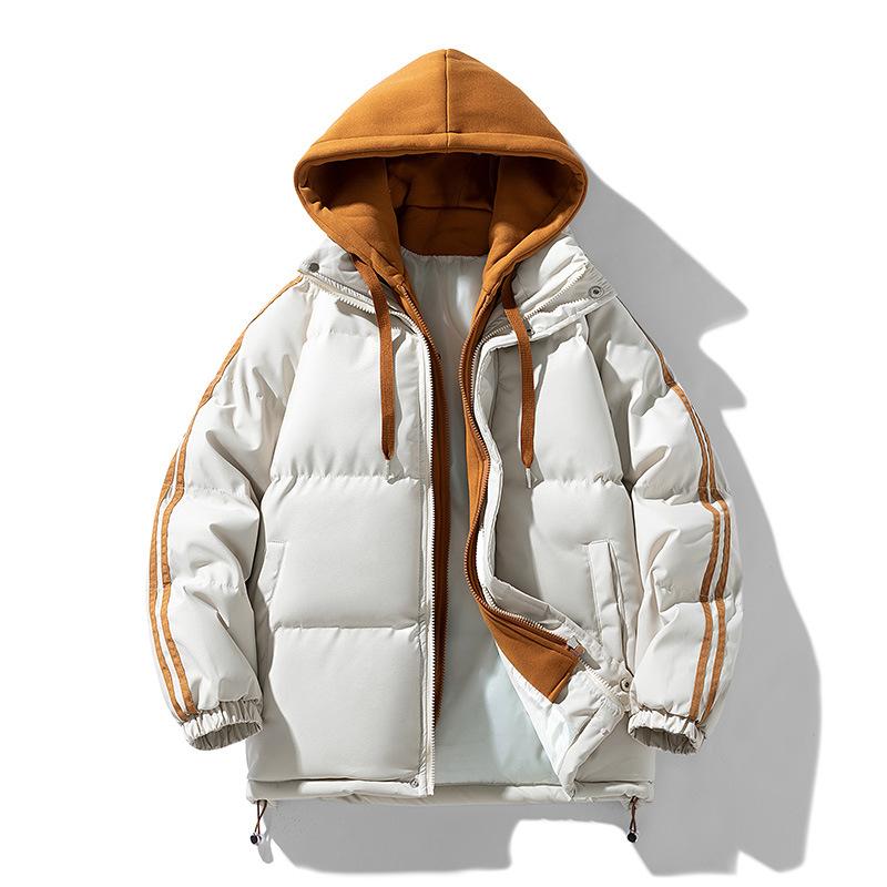 New Cotton-padded Jacket Winter Youth Thickened Down Jacket Hooded Fake Two-piece Trend