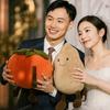 Wedding Persimmon Peanut Doll Bouquet Toss Souvenir & Photo Prop Pillow