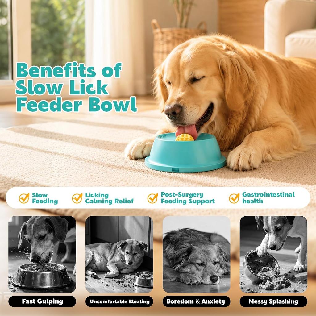 Slow Feeder Dog Licking Bowl, Anti-Removal Ball Liquid Feeding Bowl, No-Spill Leak-Proof & Jam-Free Rolling, Food-Grade Detachable Design, 10oz