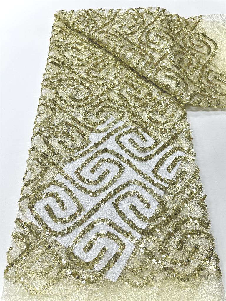 Wholesale 2026 High Quality Sequins French Lace Fabric Mesh Lace African Nigerian Embroidered Tulle Lace Fabric 5 Yards Dress