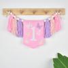1ST Birthday High Chair Banner Photo Backdrop Girl Wall Hanging Ornament Highchair for Baby