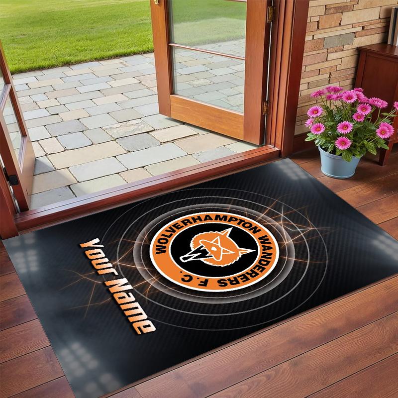 Crystal Velvet Rug Custom Name Text, Soft Non Slip Floor Mat Home DecorWolverhampton Wanderers