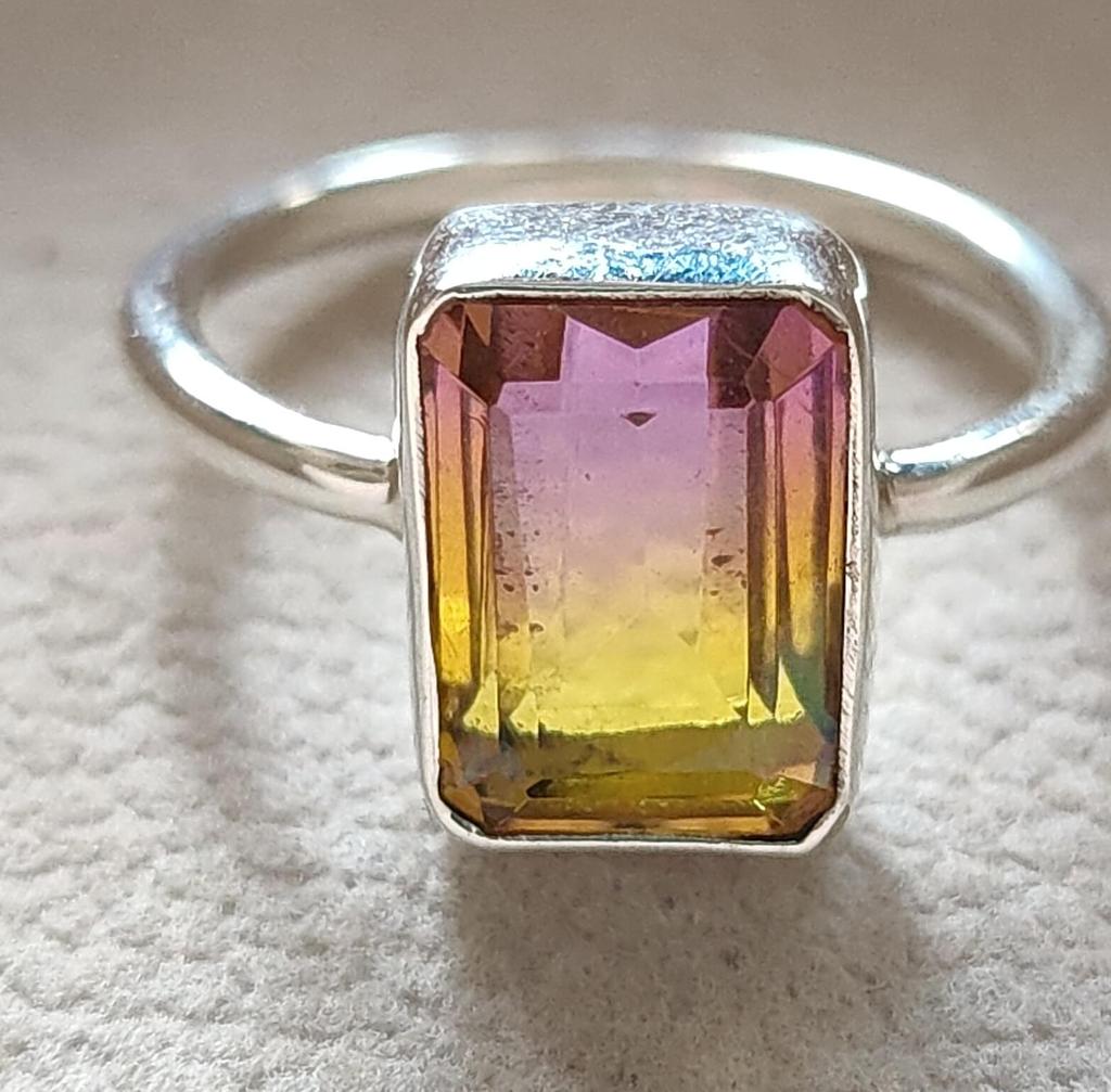 Gift for Her, Ametrine Ring, Boho Ring, 925 Sterling Solid Silver, Multi Color Gemstone Ring, Designer Promise Ring