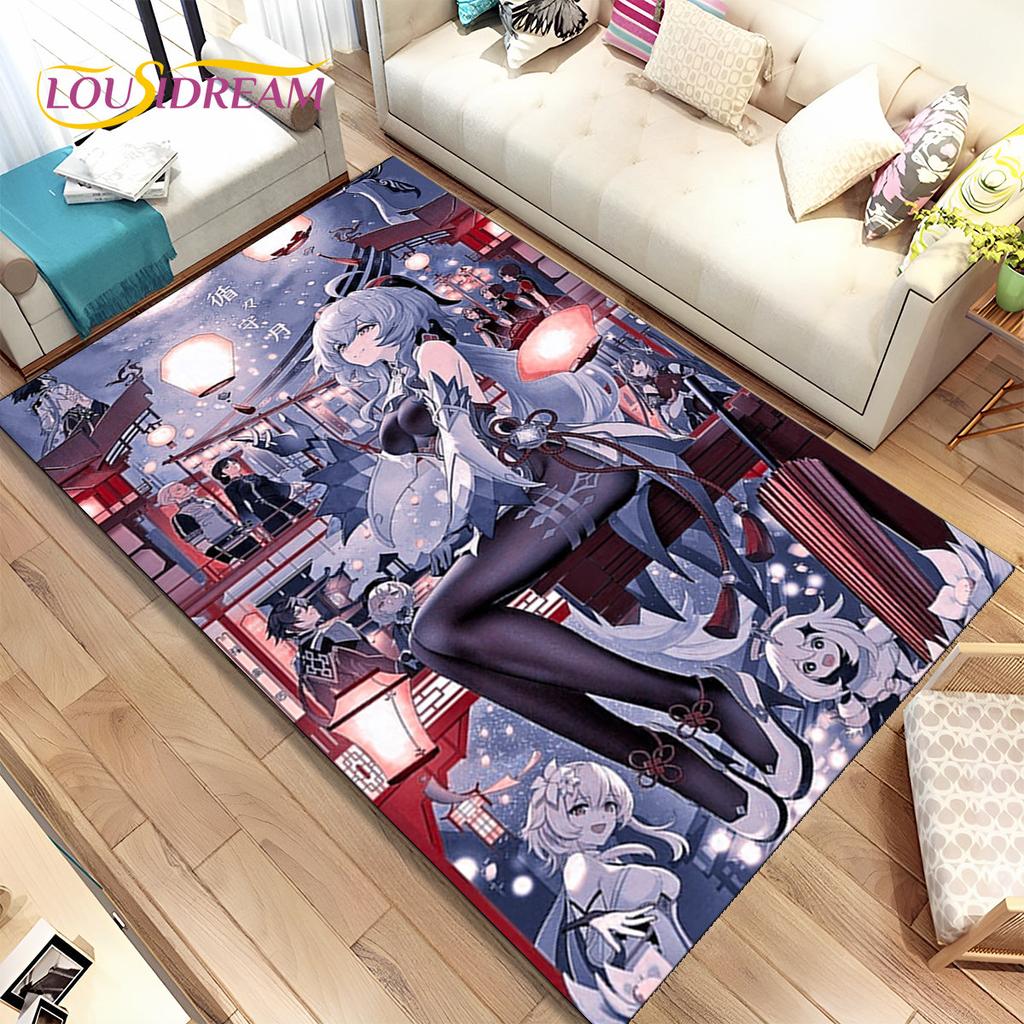Genshin Impact Cartoon Game Area Rug, ковер для дома, гостиной, спальни, дивана, дверного коврика, кухонного декора, детский нескользящий напольный коврик