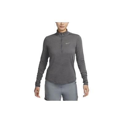 Футболка Dri-Fit Swift однотонная с воротником-стойкой, полумолнией и длинным рукавом, женские топы, железно-серый FB4439-068