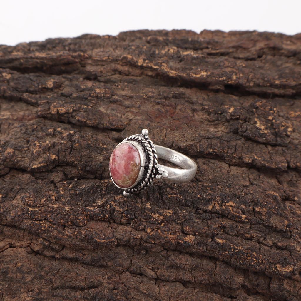 Black Rhodonite Gemstone Jewelry, 925 Solid Sterling Silver Ring, Handmade Gorgeous Silver Boho Ring For Wedding Gift